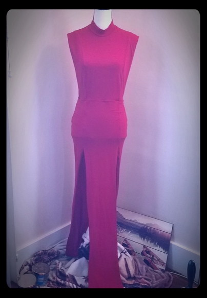 Sold! SHEIN Mesh Back Large Slit Maxi Dress NWOT - Picture 5 of 8